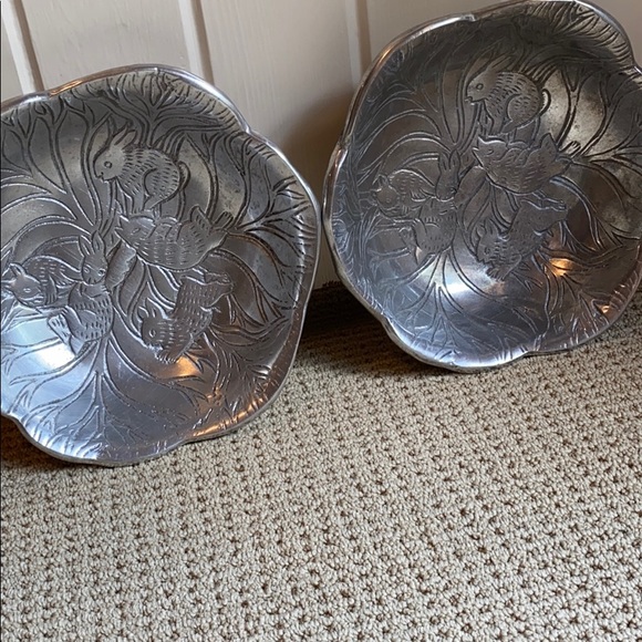 PEWTER LARGE HEAVY SALAD BOWLS - Picture 1 of 11